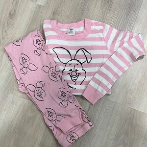 Disney Pink and White Striped Pajama Set
